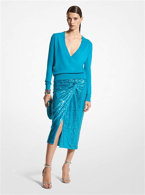 michael kors long pareo|Michael Kors Collection Hand Embroidered Sequin Stretch .